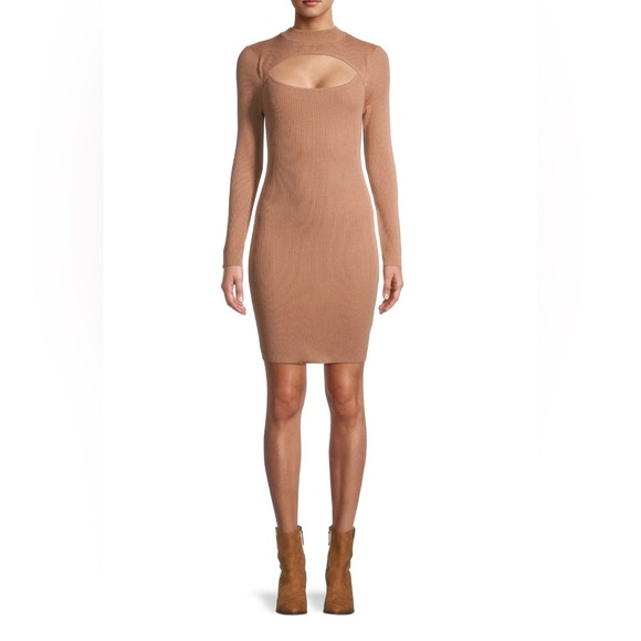 Say What Long Sleeve Mock Neck Cutout Dress - Picture 1 of 3